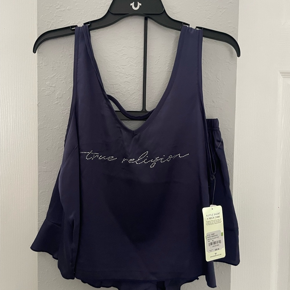 True Religion Navy silky pajama set